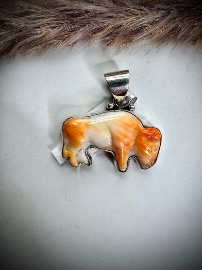 Orange Spiny Buffalo Pendant