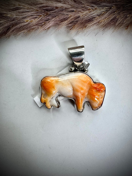 Orange Spiny Buffalo Pendant