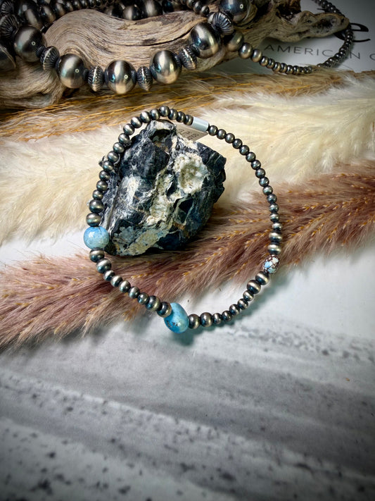 Sterling Pearl & Golden Hills Stretch Bracelet