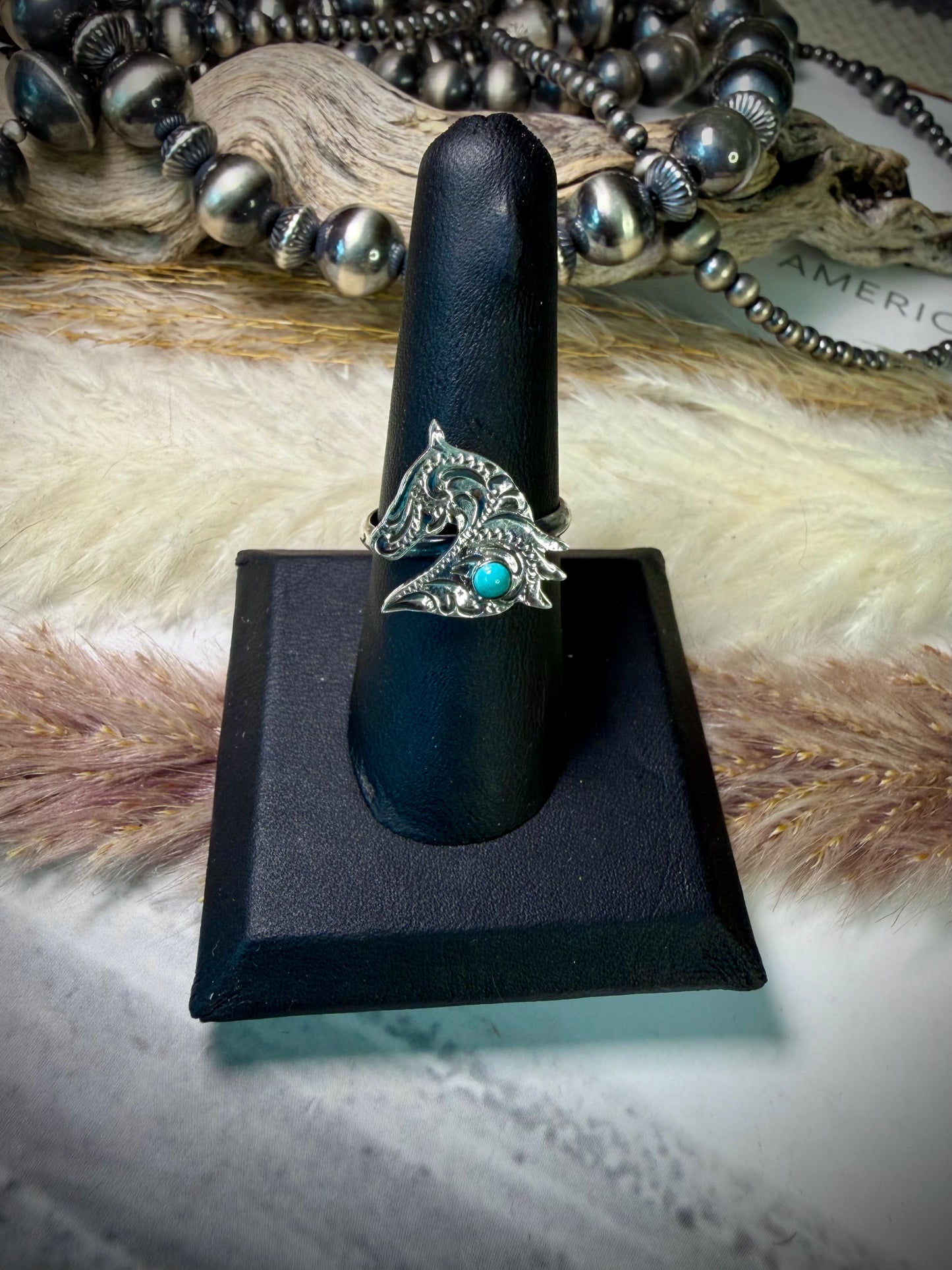 Sonyei Coho Engraved Horse Ring