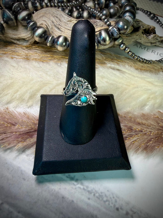 Sonyei Coho Engraved Horse Ring