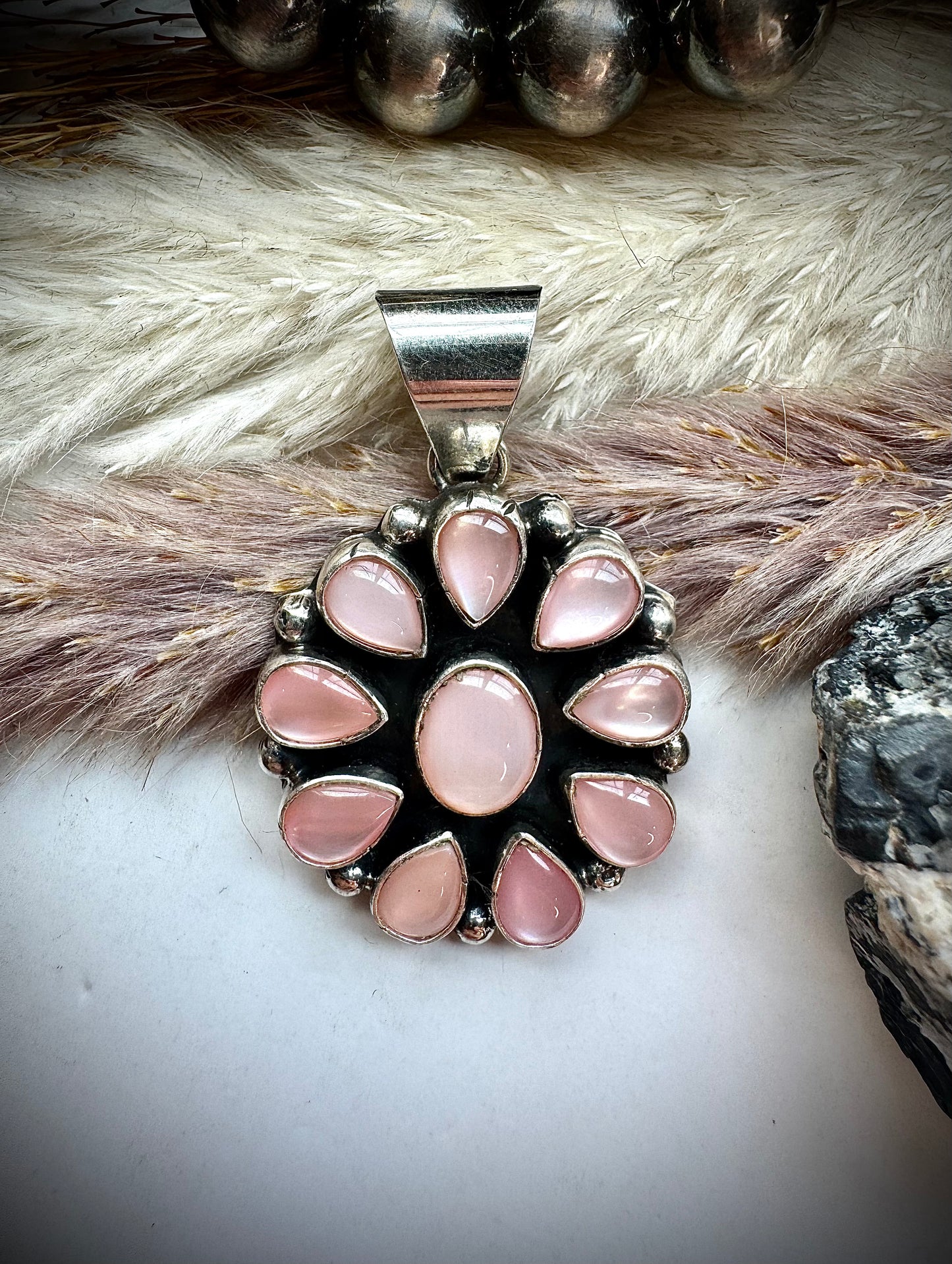 Pink Mother of Pearl Cluster Pendant