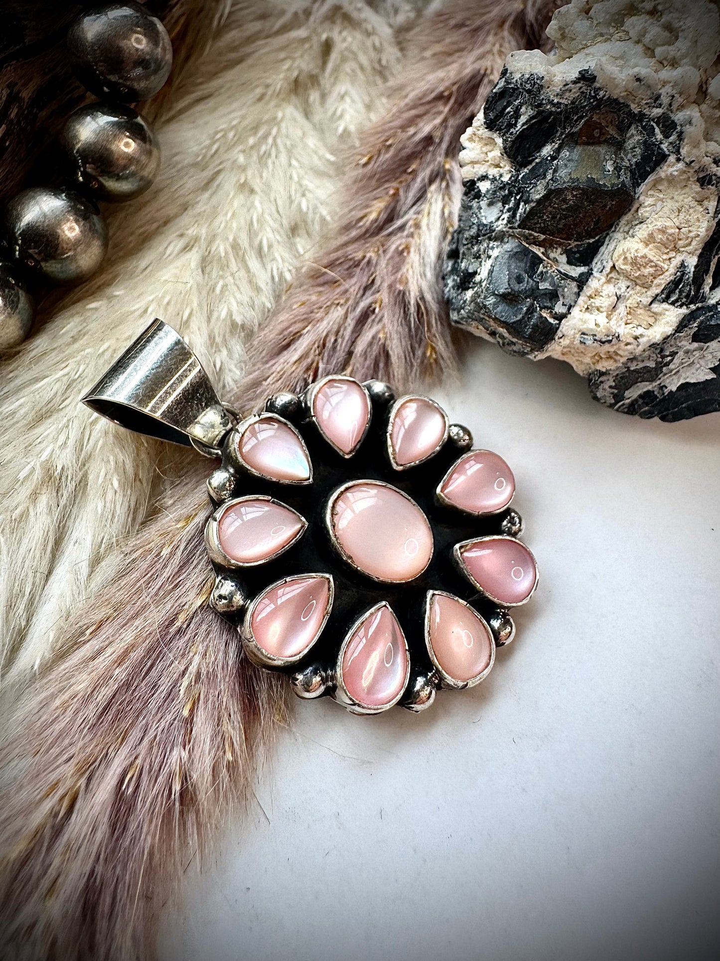 Pink Mother of Pearl Cluster Pendant
