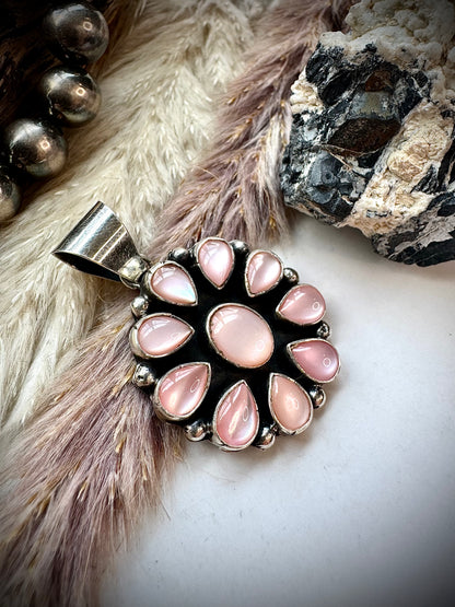 Pink Mother of Pearl Cluster Pendant