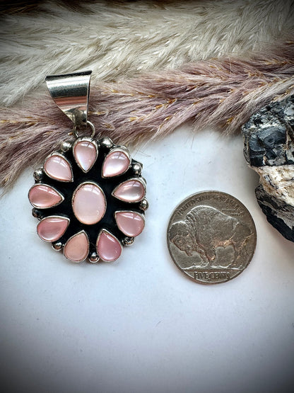 Pink Mother of Pearl Cluster Pendant