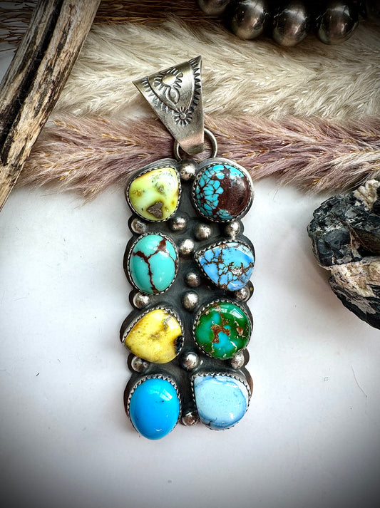 Multi Eight Stone Statement Pendant