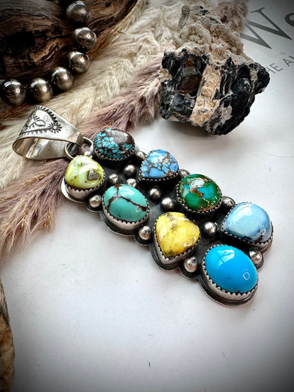 Multi Eight Stone Statement Pendant