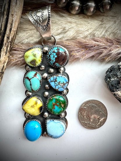 Multi Eight Stone Statement Pendant
