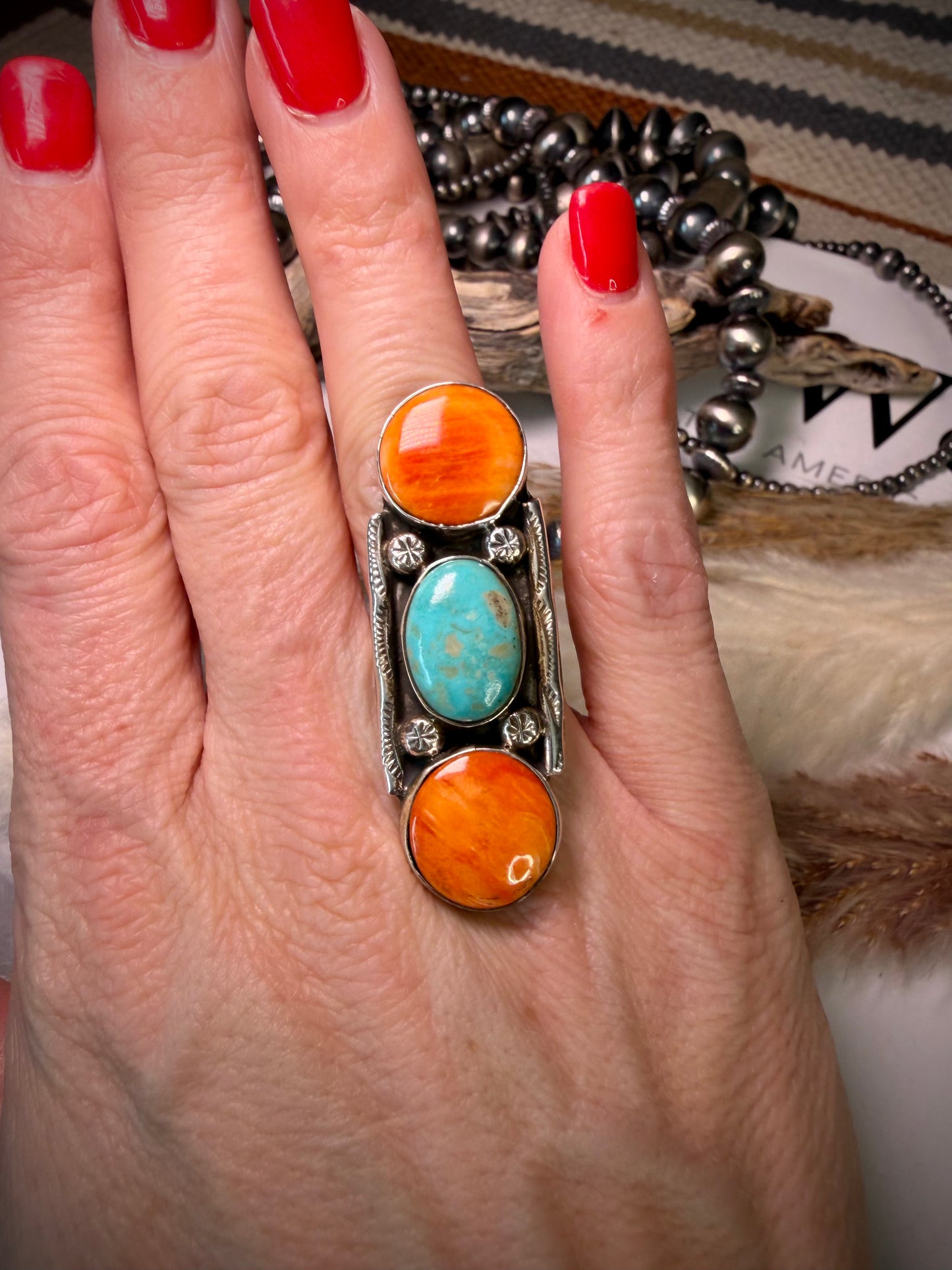 Priscilla Reeder Turquoise & Spiny Ring