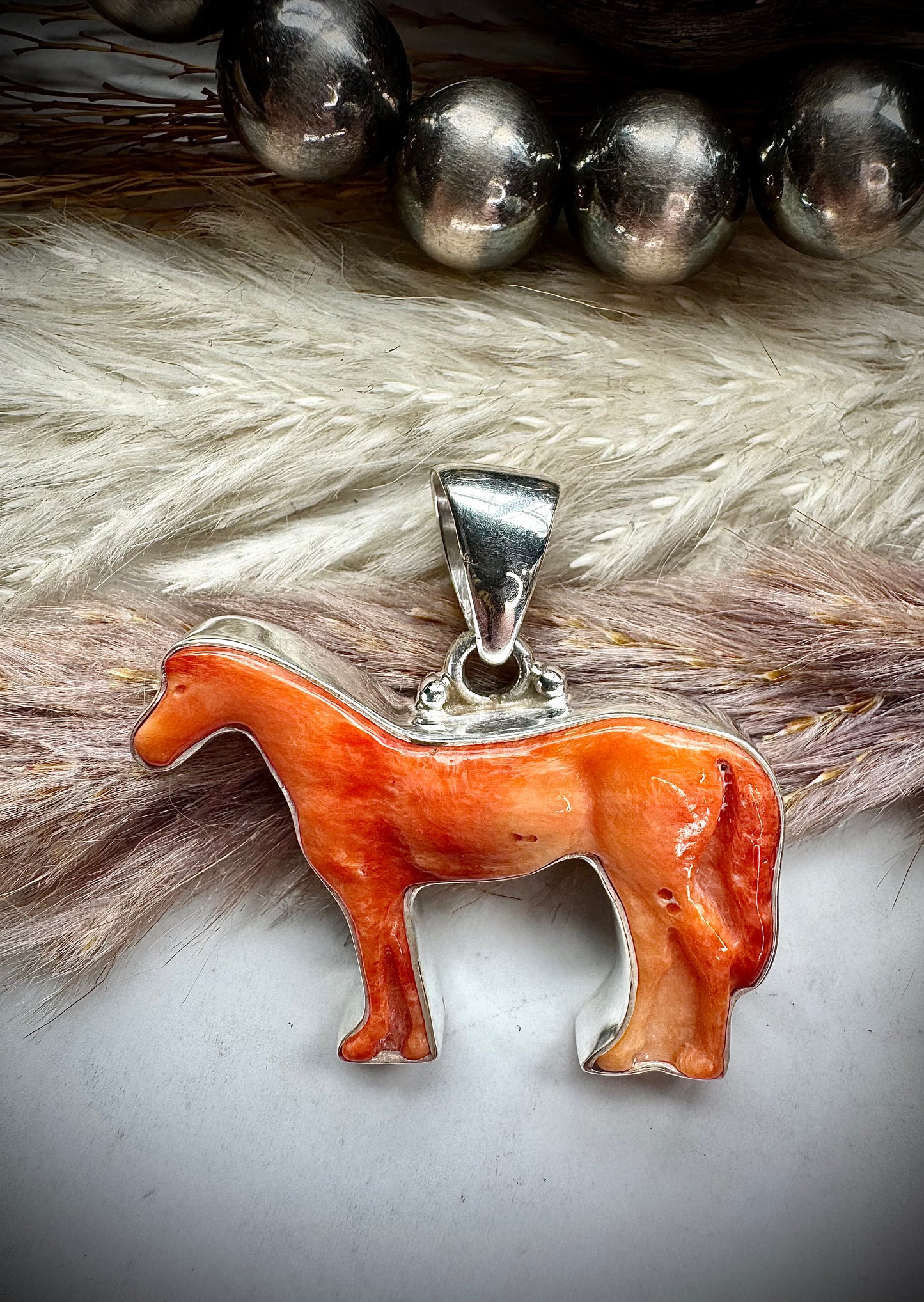Orange Spiny Horse Pendant