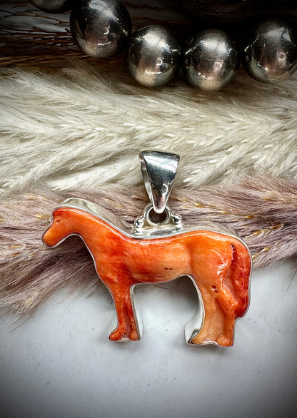 Orange Spiny Horse Pendant