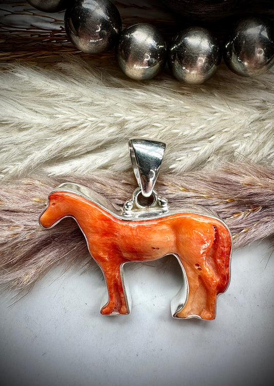 Orange Spiny Horse Pendant