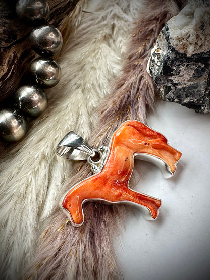Orange Spiny Horse Pendant