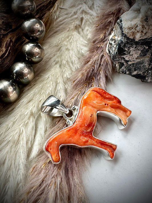 Orange Spiny Horse Pendant