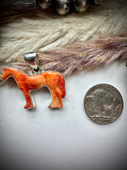 Orange Spiny Horse Pendant