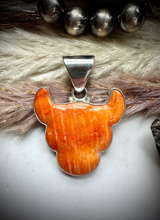 Orange Spiny Bull Pendant