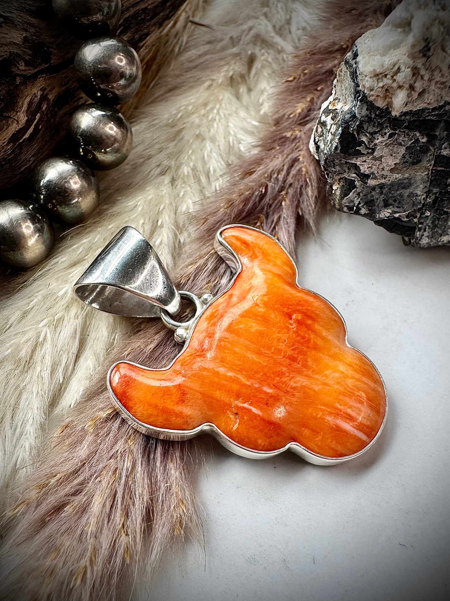 Orange Spiny Bull Pendant