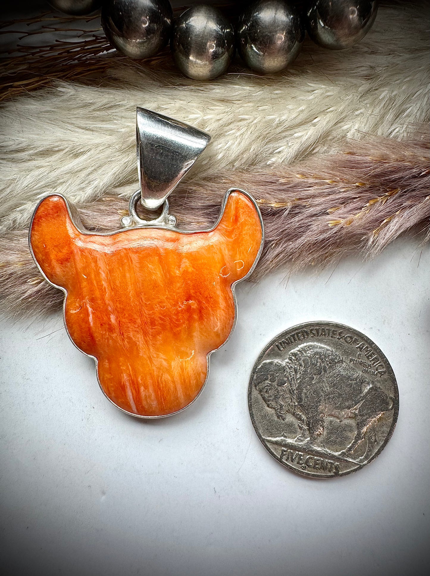Orange Spiny Bull Pendant