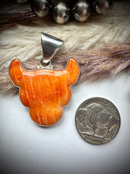 Orange Spiny Bull Pendant