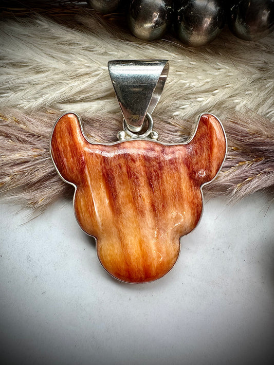 Orange Spiny Bull Pendant
