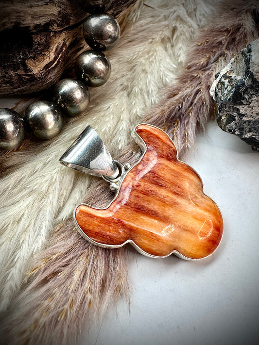 Orange Spiny Bull Pendant