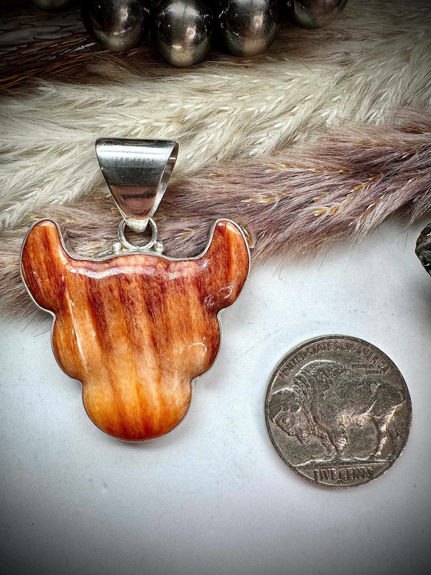 Orange Spiny Bull Pendant