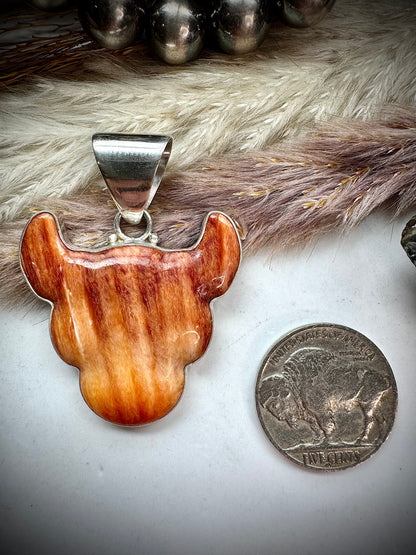 Orange Spiny Bull Pendant