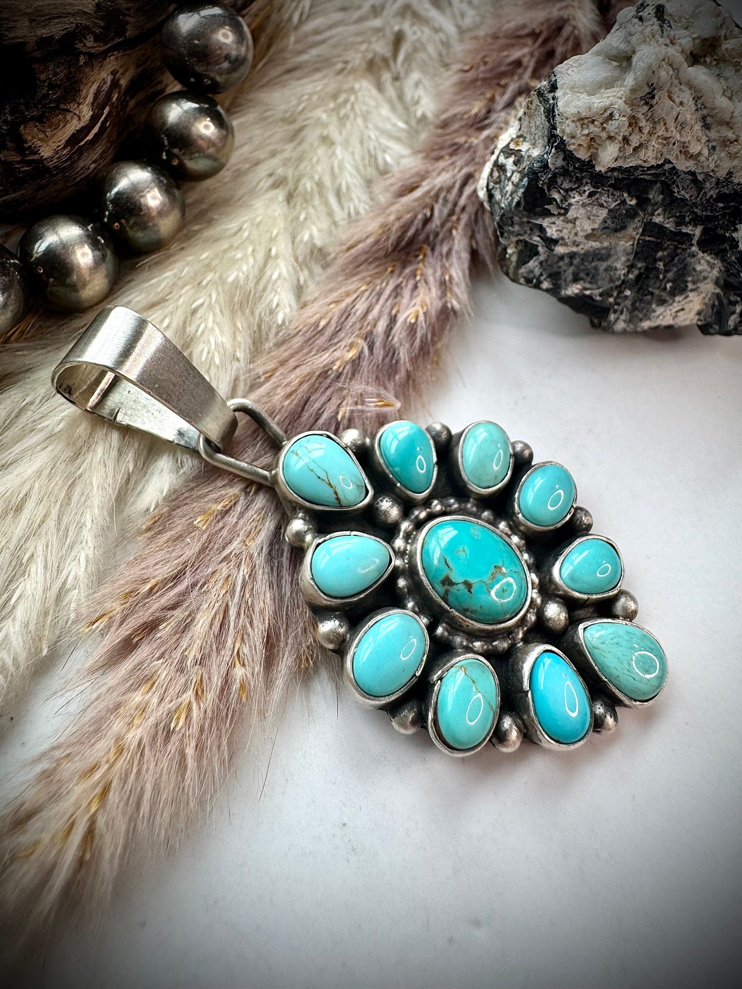 Shelia Becenti Mine #8 Turquoise Pendant