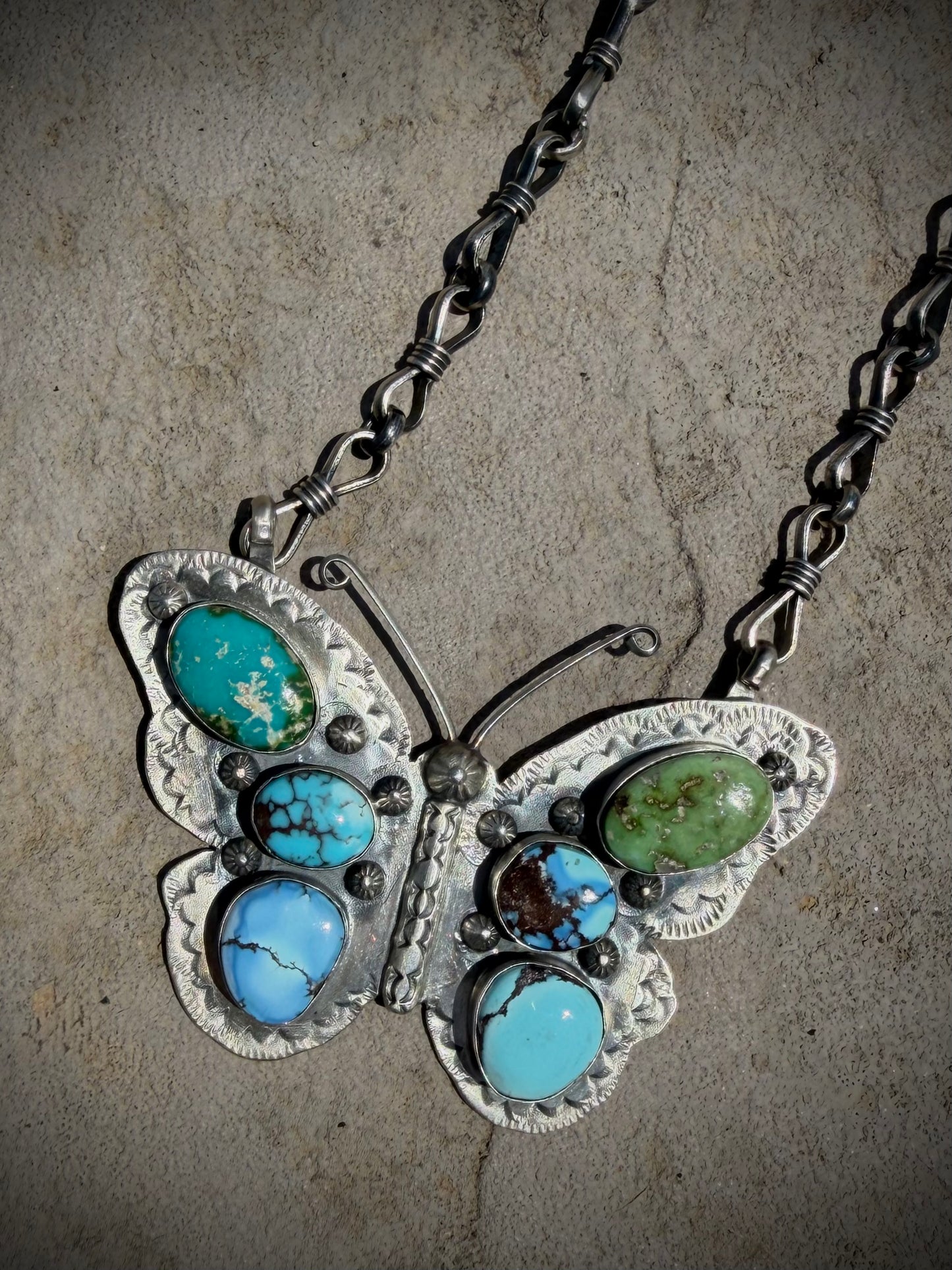 Jeff Largo Turquoise Butterfly Necklace