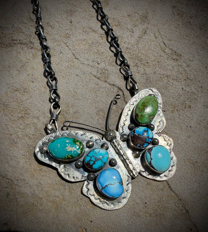 Jeff Largo Turquoise Butterfly Necklace