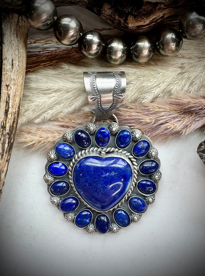 Lapis Heart Cluster Pendant