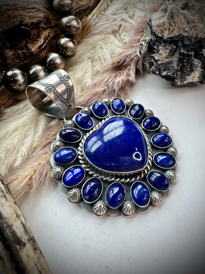 Lapis Heart Cluster Pendant