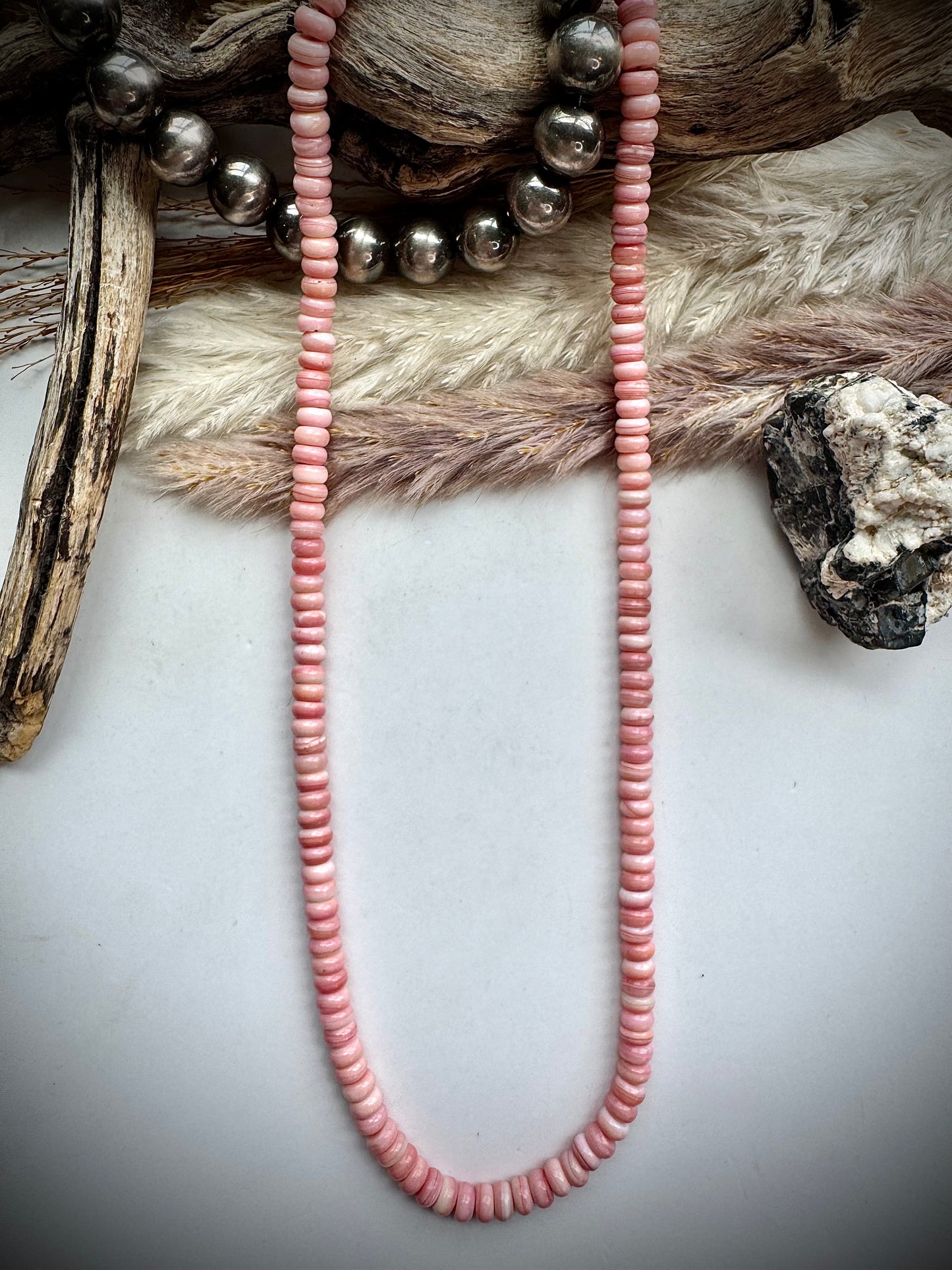 17" Pepto Pink Conch Rondelle Necklace