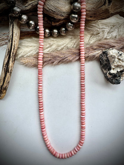 17" Pepto Pink Conch Rondelle Necklace