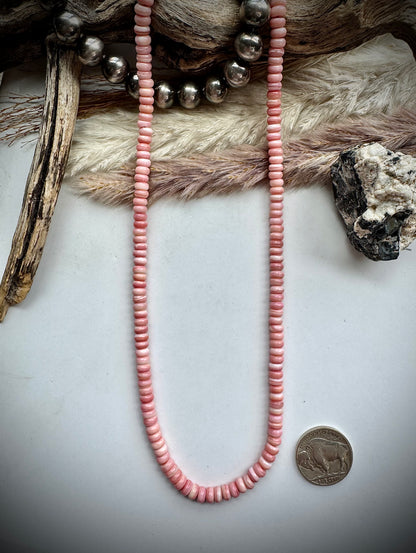 17" Pepto Pink Conch Rondelle Necklace