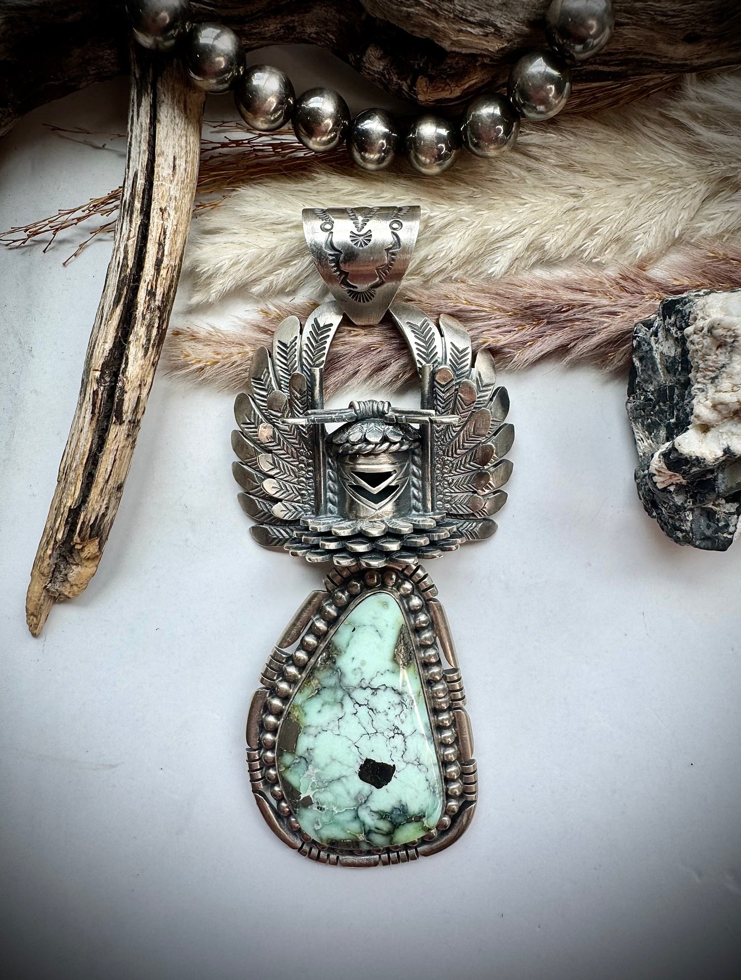 Massive Palomino Freddy Charley Crow Mother Kachina Pendant