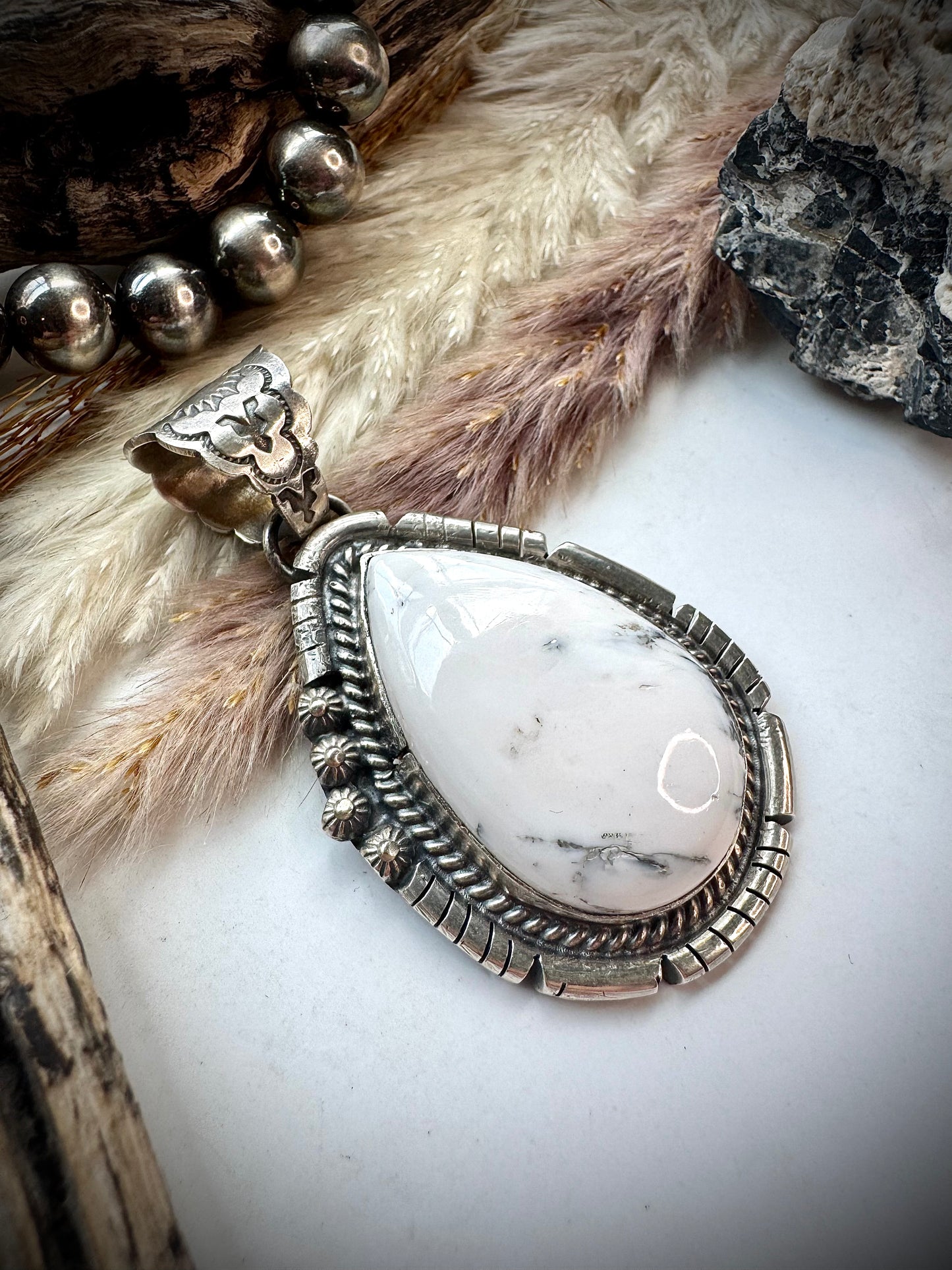 White Buffalo Teardrop Pendant