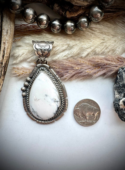 White Buffalo Teardrop Pendant