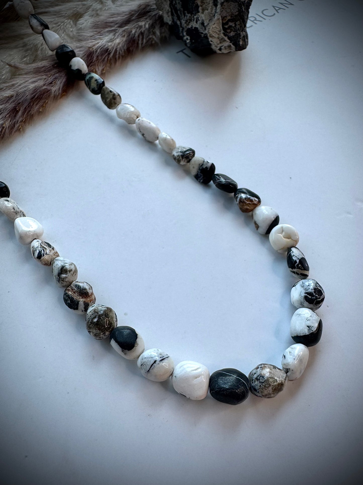 17" White Buffalo Beaded Necklace