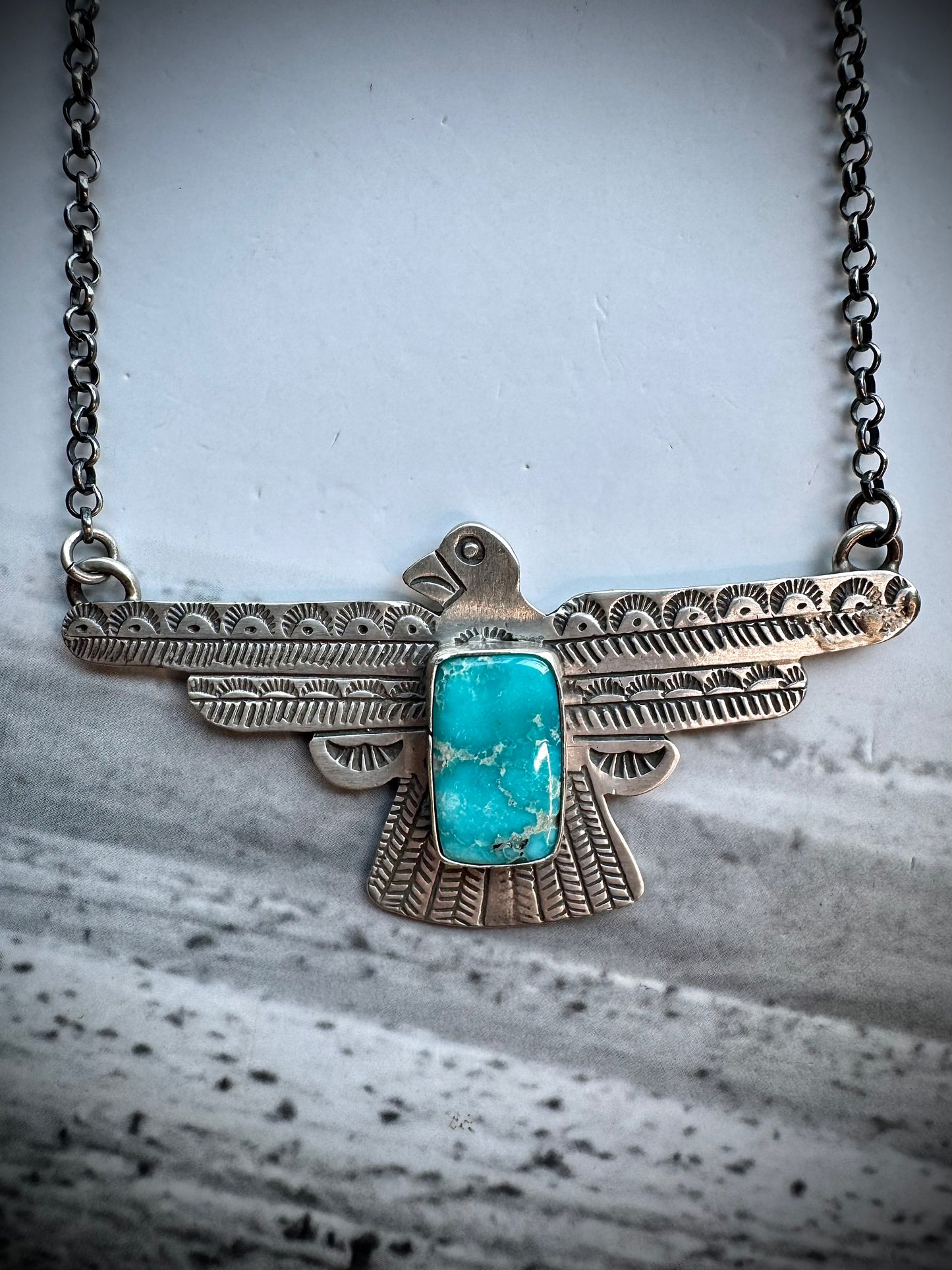 Russell Sam Whitewater Thunderbird Necklace