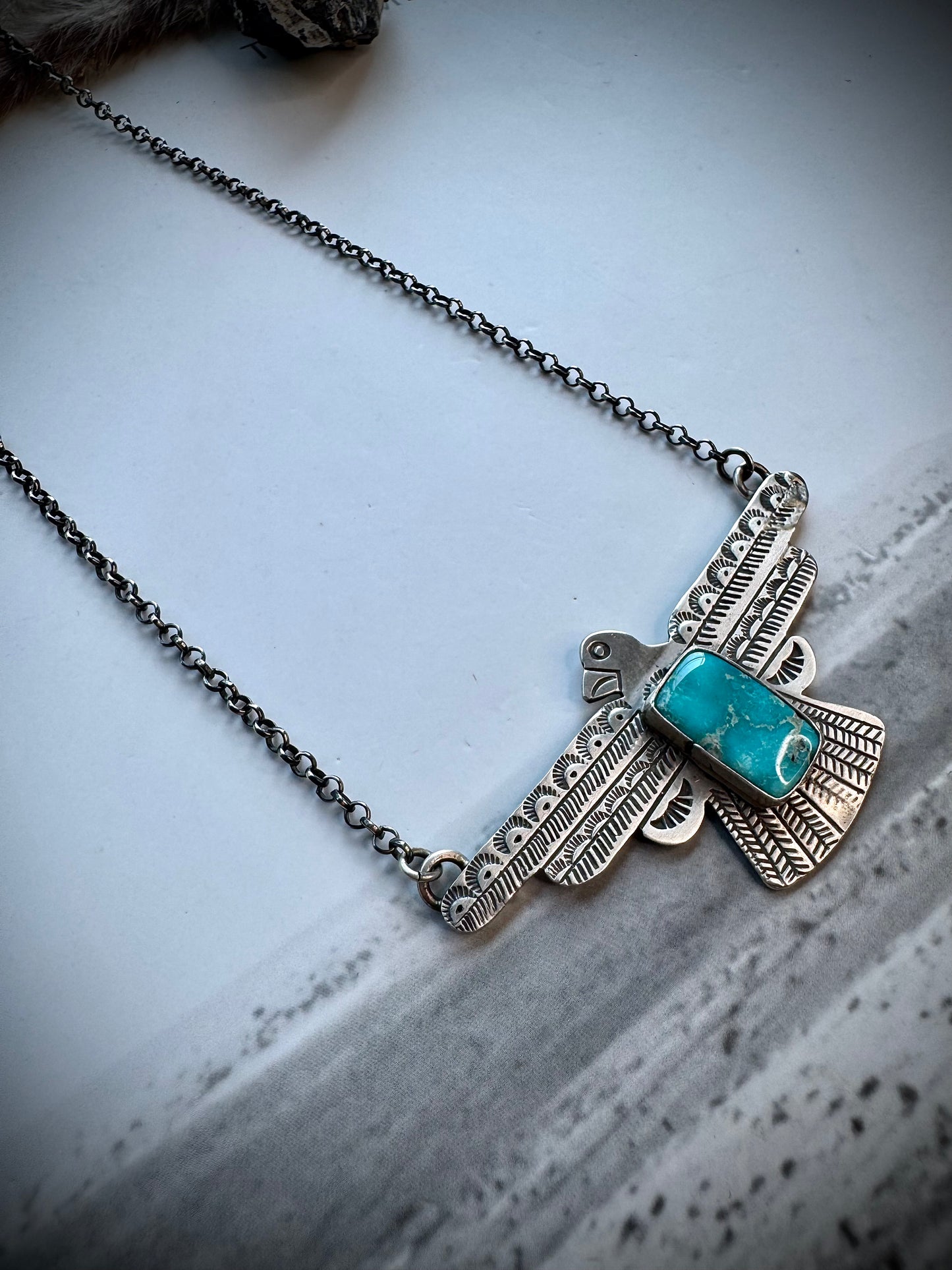 Russell Sam Whitewater Thunderbird Necklace