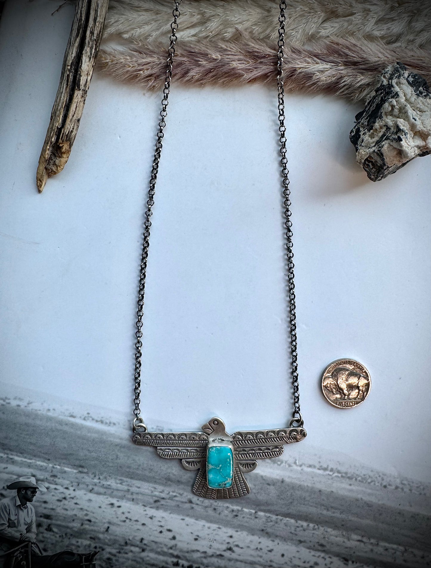 Russell Sam Whitewater Thunderbird Necklace