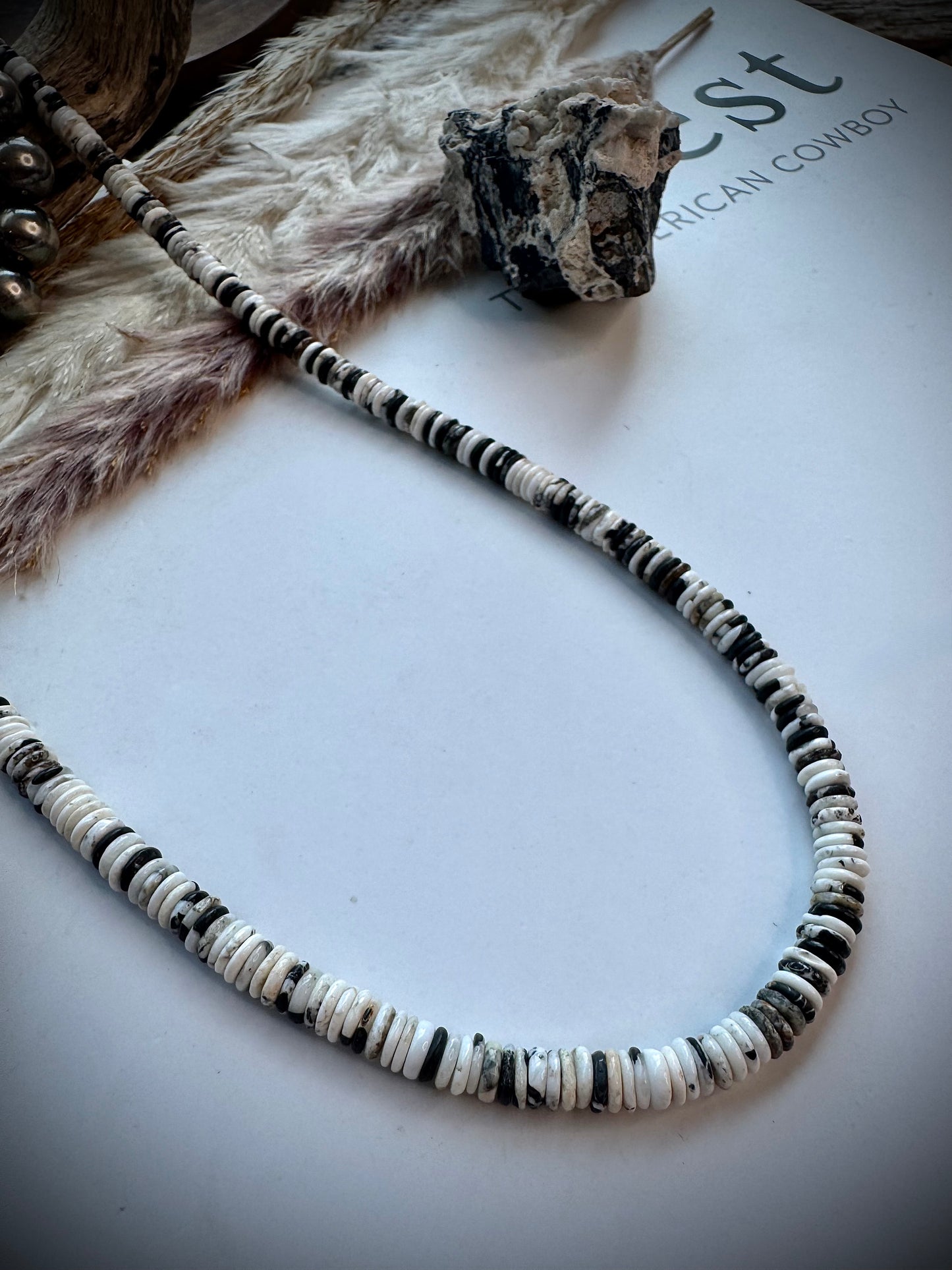 17" White Buffalo Heishi Necklace