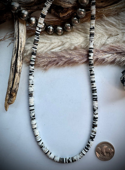 17" White Buffalo Heishi Necklace