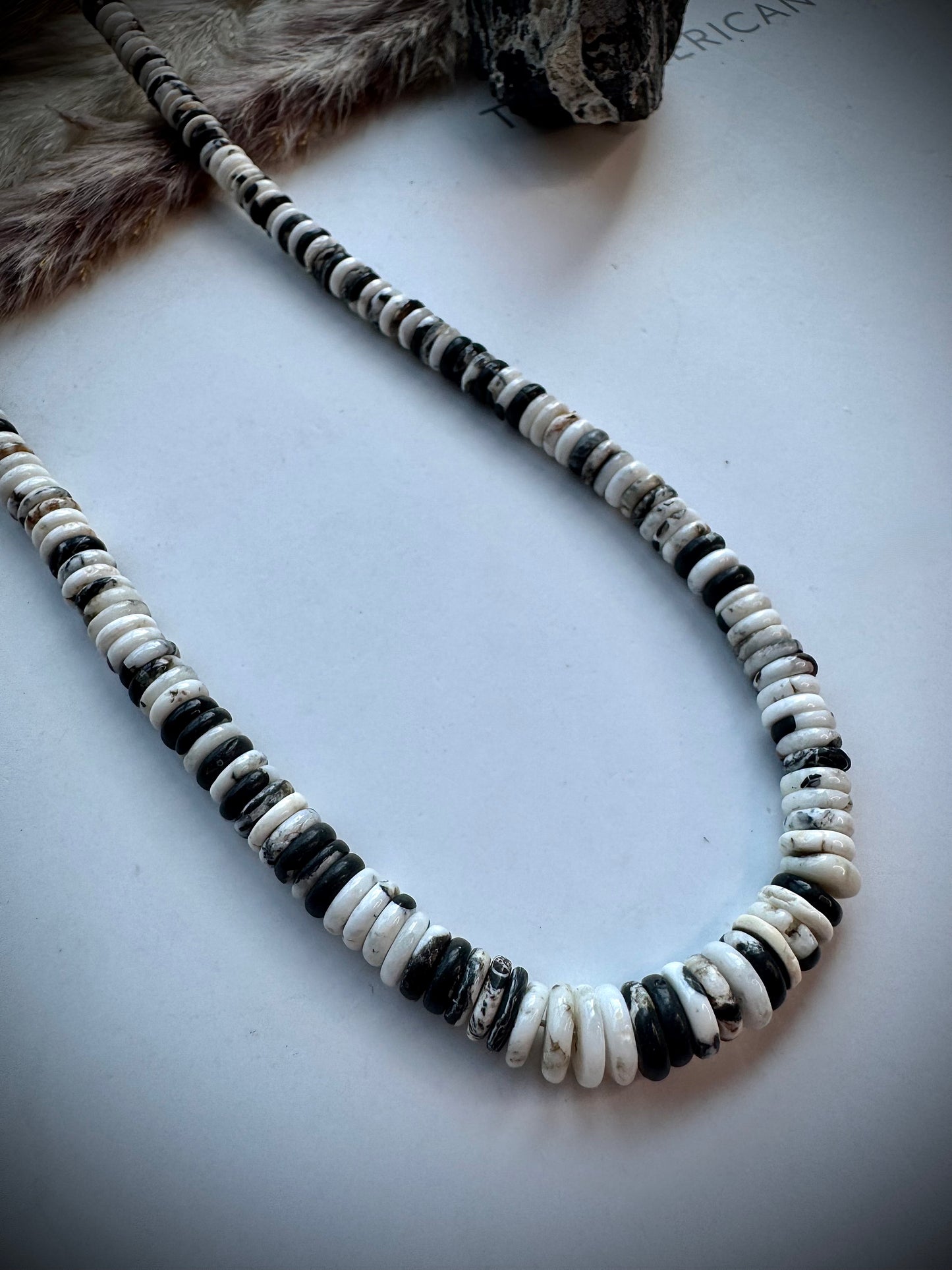 17 1/2" White Buffalo Heishi Necklace