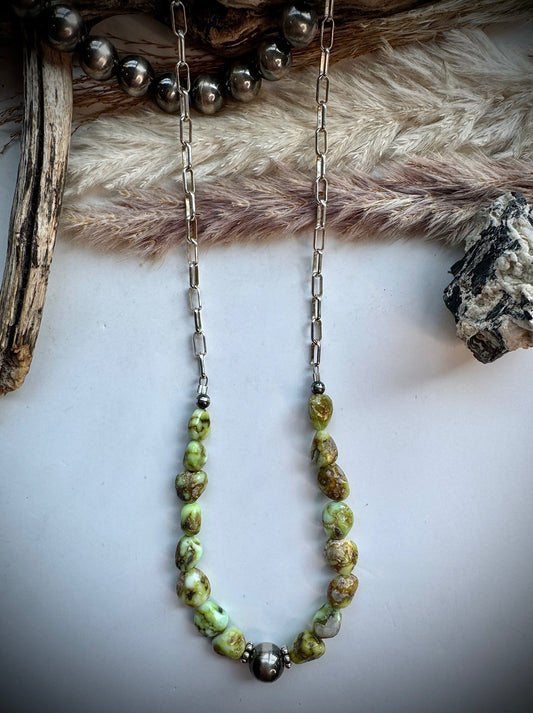 Mego's Vaulted Palomino & Sterling Pearl Necklace