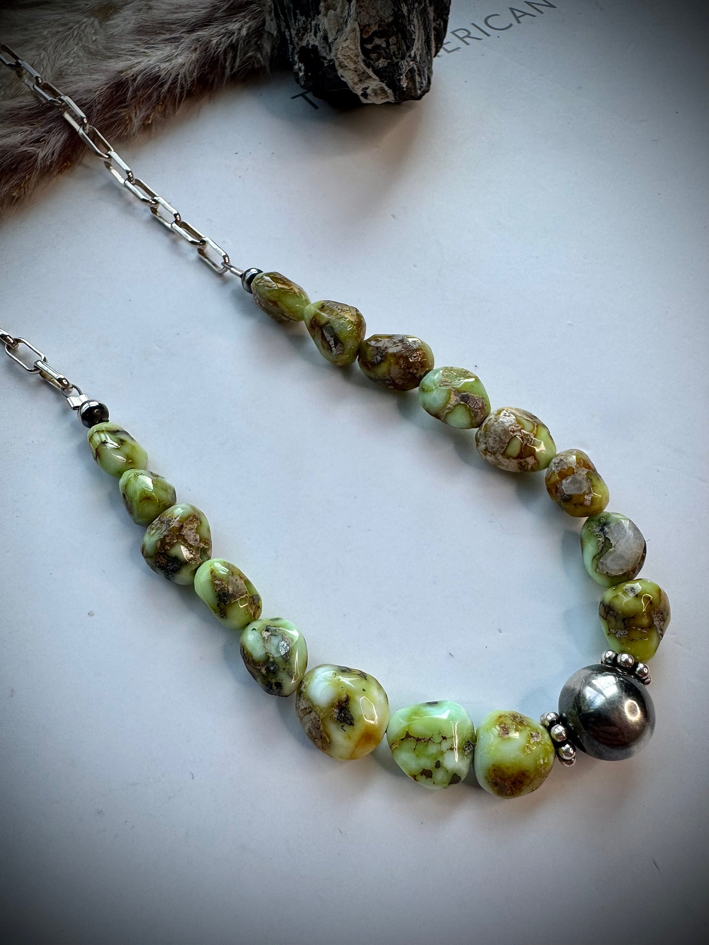 Mego's Vaulted Palomino & Sterling Pearl Necklace