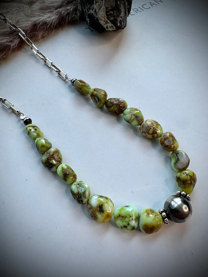 Mego's Vaulted Palomino & Sterling Pearl Necklace