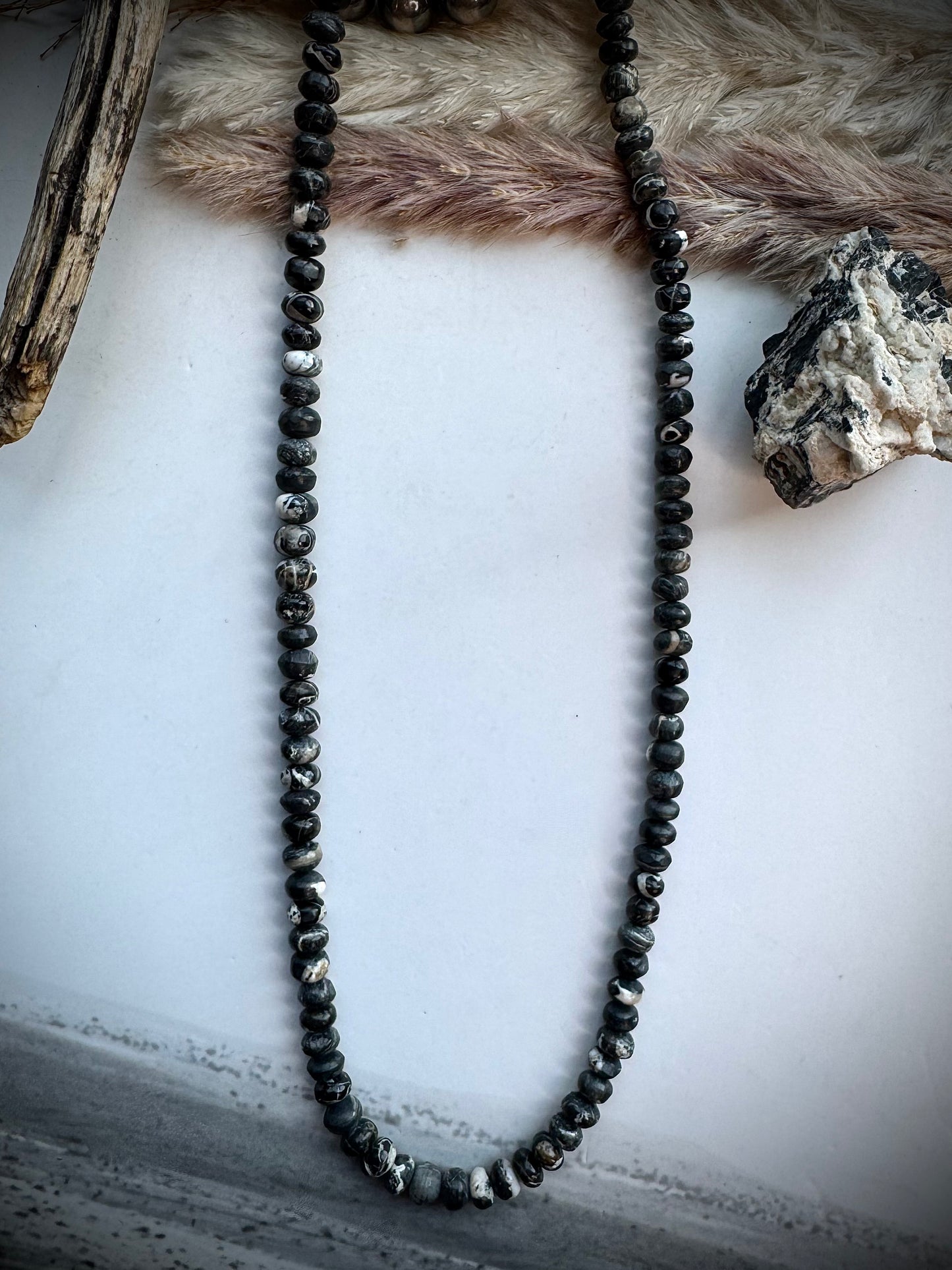 22" White Buffalo Beaded Necklace