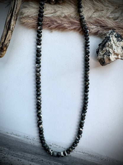 22" White Buffalo Beaded Necklace